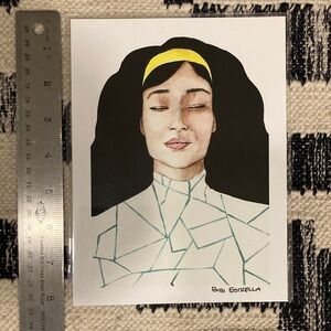 Portrait Art Print with Geometric Design